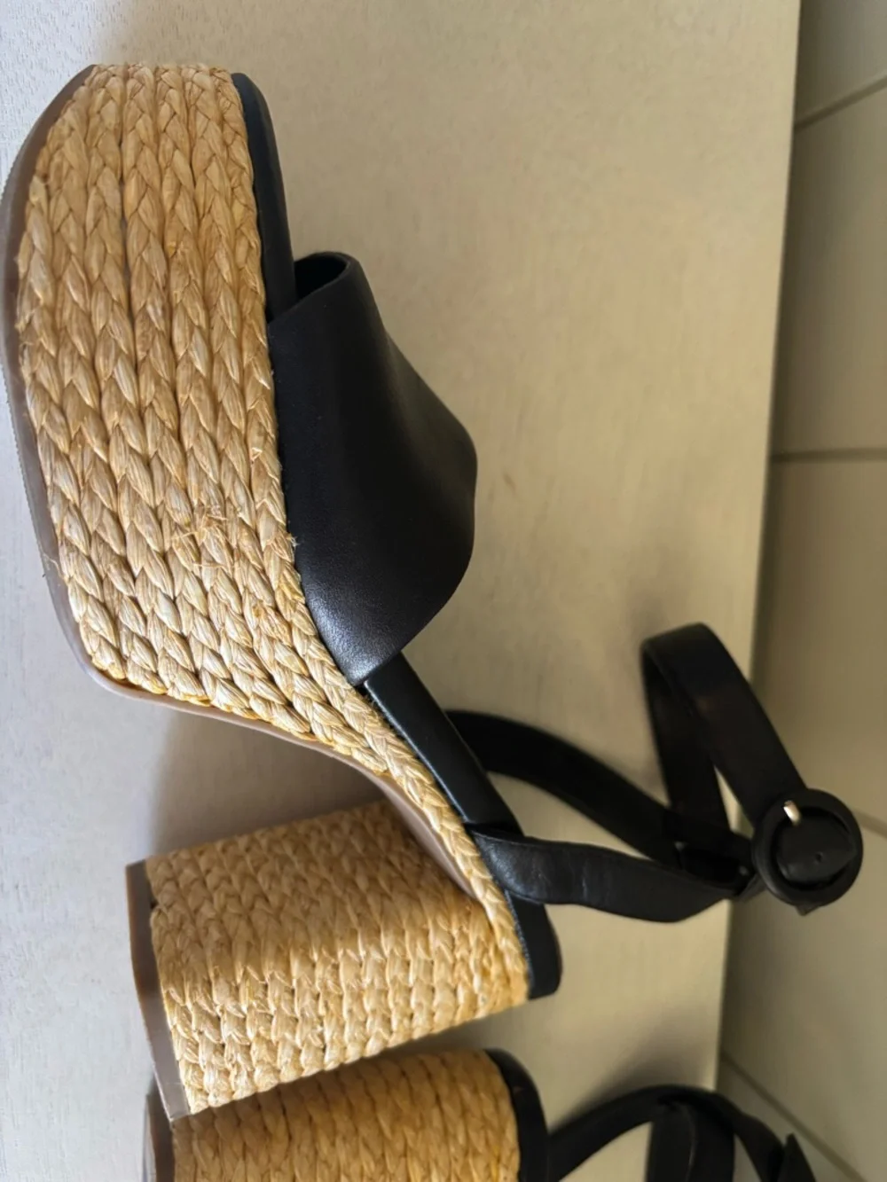 Marc Fisher LTD Womens Palyca Black Rope Platform Heel Espadrille Sandals 6.5